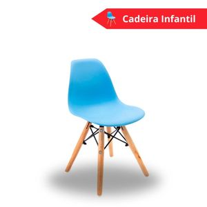 Cadeira Eames Infantil Azul Claro Base Em Madeira - Empório Tiffany