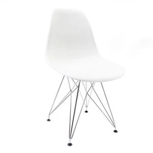 Cadeira Eames Eiffel Branco  Base Aço Cromado