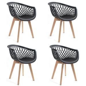 Conjunto 4 Cadeiras Web Wood  Preto