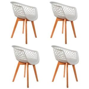 Conjunto 4 Cadeiras Web  Wood Branca
