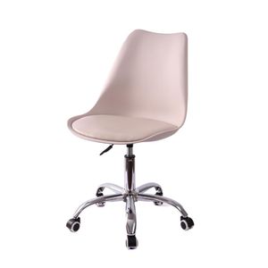 Conjunto Com 2 Cadeiras Saarinen Office Nude  Base Em Aço Cromado