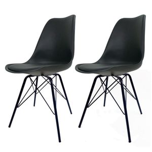 Conjunto Com 2 Cadeiras Saarinen Tower Preta  Base Preta