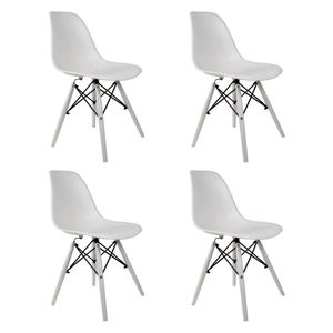 Conjunto Com 4 Cadeiras Eames Branco  Base Em Polipropileno