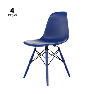 Conjunto Com 2 Cadeiras Eames Azul Bic  Base Em Polipropileno
