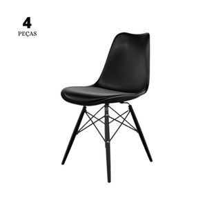 Conjunto Com 4 Cadeiras Saarinen Preta  Base Em Polipropileno