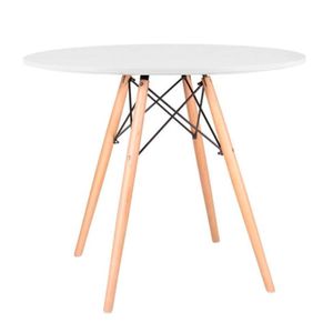 Mesa Eames Tampo Redondo MDF 90cm Branco