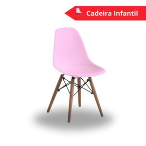 Cadeira Eames Infantil Rosa  Base Em Madeira