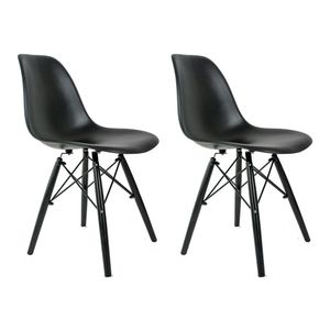 Conjunto Com 2 Cadeiras Eames Preta  Base Em Polipropileno