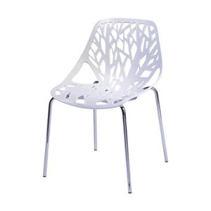 Cadeira Folha Abs Branca Base Cromada