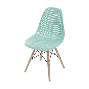 Cadeira Colméia em Polipropileno Verde Tiffany Base Madeira