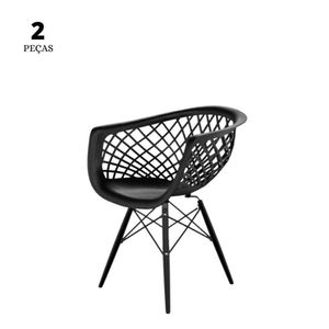 Conjunto Com 2 Cadeiras Web Preta  Base Em Polipropileno