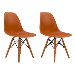 Conjunto Com 2 Cadeiras Eames Terracota  Base Em Polipropileno