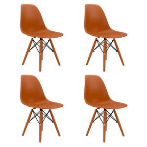 Conjunto Com 4 Cadeiras Eames Terracota  Base Em Polipropileno