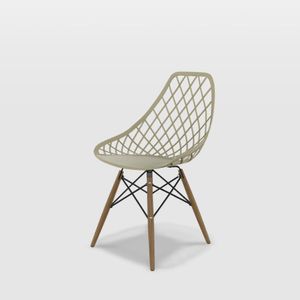 Cadeira Kaila Dsw Creme  Base Madeira