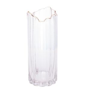 Vaso de Vidro com Borda Dourada 10cm x 25cm - Wolff