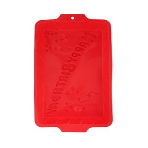 Forma De Bolo Happy Birthday Silicone Vermelha 22Cm - Hauskraft