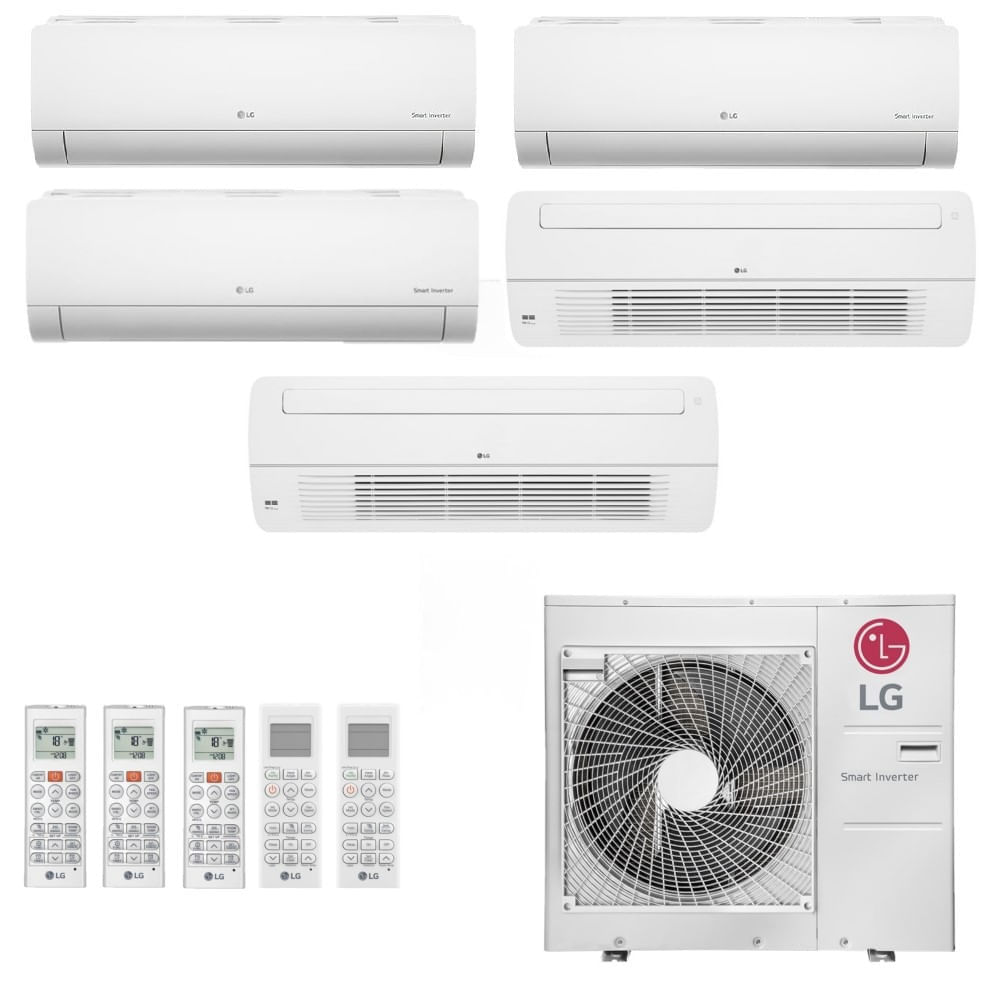 Ar Condicionado Multisplit Penta 72000 Btu(3×12000+2×18000) Quente/frio – Inverter – LG – 220v – Amnw18gttc0 Amnw12gsja0 / A5uw48gfa1