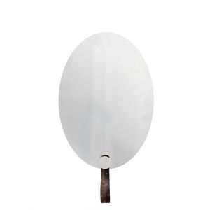 Espelho Funcional Hook Branco Com Corino Rajado  60x40 cm Oval