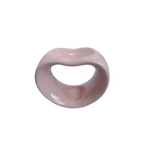 Porta Vela Coração Rosa em Cerâmica Decorativo Romântico