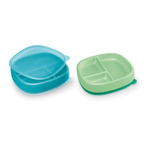 Kit 2 Pratos Infantil Com Divisória Tampa e Ventosa  - Nuk