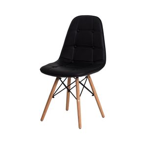Cadeira Estofada De Jantar Cozinha Charles Eames Botonê Captonê Preta