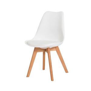 Cadeira Estofada De Jantar Cozinha Saarinen Leda Wood Design Branca