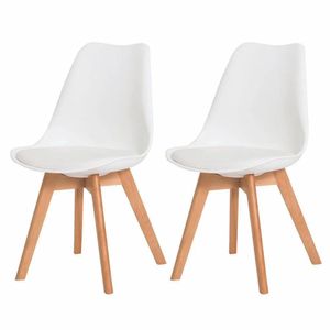 Conjunto 2 Cadeiras Estofadas De Jantar Cozinha Saarinen Leda Wood Design Branca