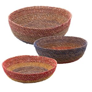 Conjunto 3 Cestas de Fibra Natural Multicolor