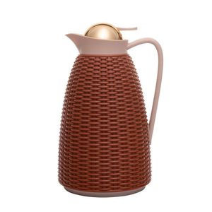 Garrafa Térmica Marrom Com Tampa Dourada New Rattan 1L