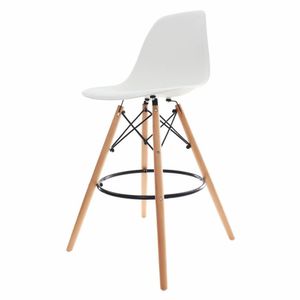 Banqueta Alta Para Cozinha Americana Bancada Balcão Charles Eames Eiffel Base Madeira Branco