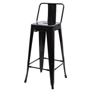 Banqueta Alta Com Encosto Para Cozinha Bar Bancada Balcão Tolix Iron Industrial Preto