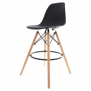 Banqueta Alta Para Cozinha Americana Bancada Balcão Charles Eames Eiffel Base Madeira Preto