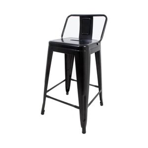 Banqueta Média 61cm Com Encosto Para Cozinha Bar Bancada Balcão Tolix Iron Industrial Preto