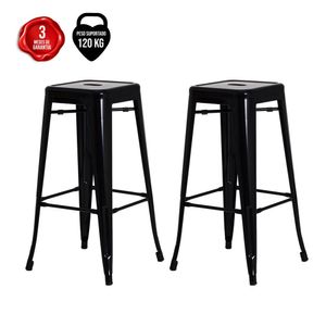 Conjunto 2 Banquetas Altas Para Cozinha Bar Bancada Balcão Tolix Iron Industrial Preto