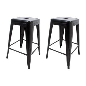 Conjunto 2 Banquetas Médias Para Cozinha Bar Bancada Balcão Tolix Iron Industrial Preto
