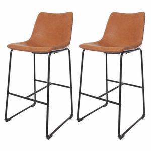 Conjunto 2 Banquetas Altas Estofadas Para Cozinha Americana Bancada Ilha Brusque Munich Caramelo