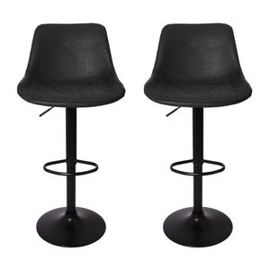 Conjunto 2 Banquetas Altas Estofadas Para Cozinha Balcão Bancada Ilha Giratória Roma Preta Vintage
