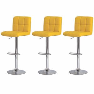 Conjunto 3 Banquetas Altas Estofadas Para Cozinha Balcão Bancada Ilha Giratória Gomos Amarelo