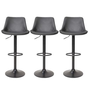 Conjunto 3 Banquetas Altas Estofadas Para Cozinha Balcão Bancada Ilha Giratória Roma Preta