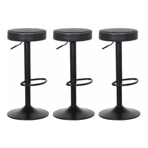 Conjunto 3 Banquetas Altas Estofadas Para Cozinha Balcão Bancada Ilha Giratória Viena Preto