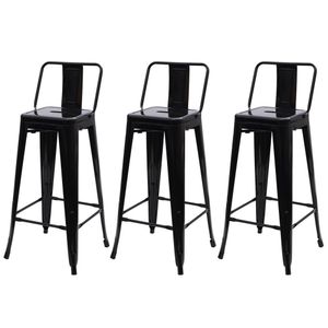 Conjunto 3 Banquetas Altas Com Encosto Para Cozinha Bar Bancada Balcão Tolix Iron Industrial Preto