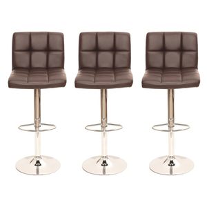 Conjunto 3 Banquetas Altas Estofadas Para Cozinha Balcão Bancada Ilha Giratória Gomos Marrom