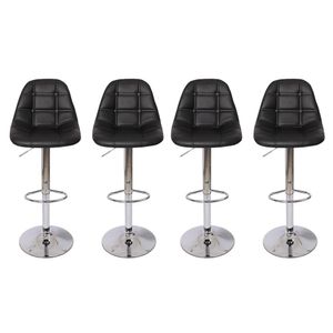 Conjunto 4 Banquetas Altas Estofadas Para Cozinha Balcão Bancada Ilha Giratória Botonê Preta