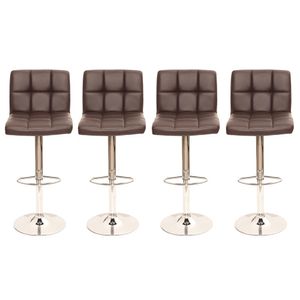 Conjunto 4 Banquetas Altas Estofadas Para Cozinha Balcão Bancada Ilha Giratória Gomos Marrom