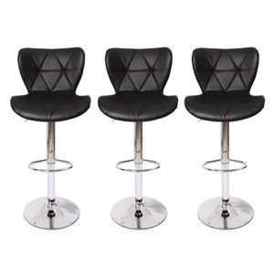 Conjunto 3 Banquetas Altas Estofadas Para Cozinha Balcão Bancada Ilha Giratória Lille Slim Formiga Preto
