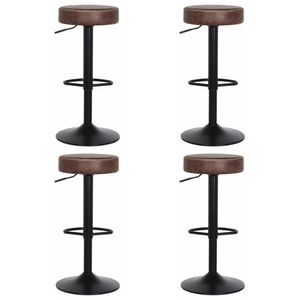 Conjunto 4 Banquetas Altas Estofadas Para Cozinha Balcão Bancada Ilha Giratória Viena Marrom