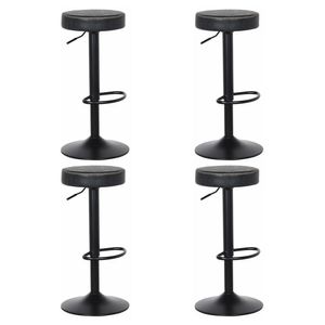 Conjunto 4 Banquetas Altas Estofadas Para Cozinha Balcão Bancada Ilha Giratória Viena Preto