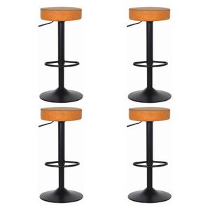 Conjunto 4 Banquetas Altas Estofadas Para Cozinha Balcão Bancada Ilha Giratória Viena Caramelo