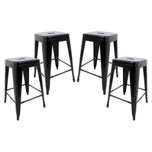 Conjunto 4 Banquetas Médias Para Cozinha Bar Bancada Balcão Tolix Iron Industrial Preto