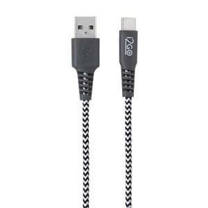 Cabo USB-C i2GO 1,5m 2,4a Nylon Trançado Preto e Branco